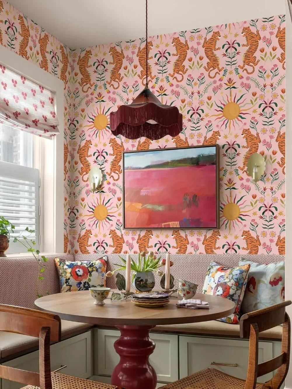Pink Tiger Peel Stick Wallpaper Boho Leopard Dopamine Maximalist Jungle 480